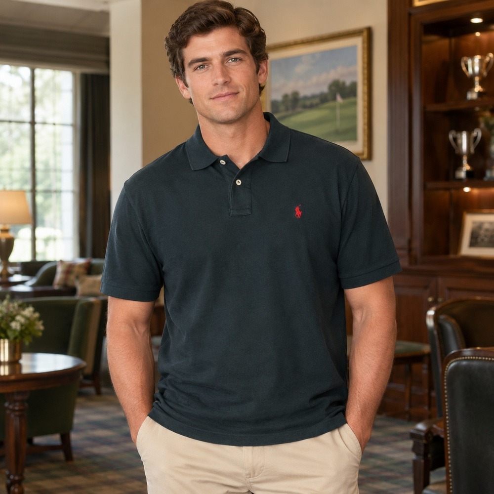 Polo Ralph Lauren Polo Shirt Mens Short Sleeve Embroidered Pony Black Large